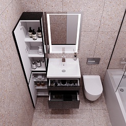 Style Line Мебель для ванной Даймонд 60 Люкс черная, PLUS подвесная – фотография-11